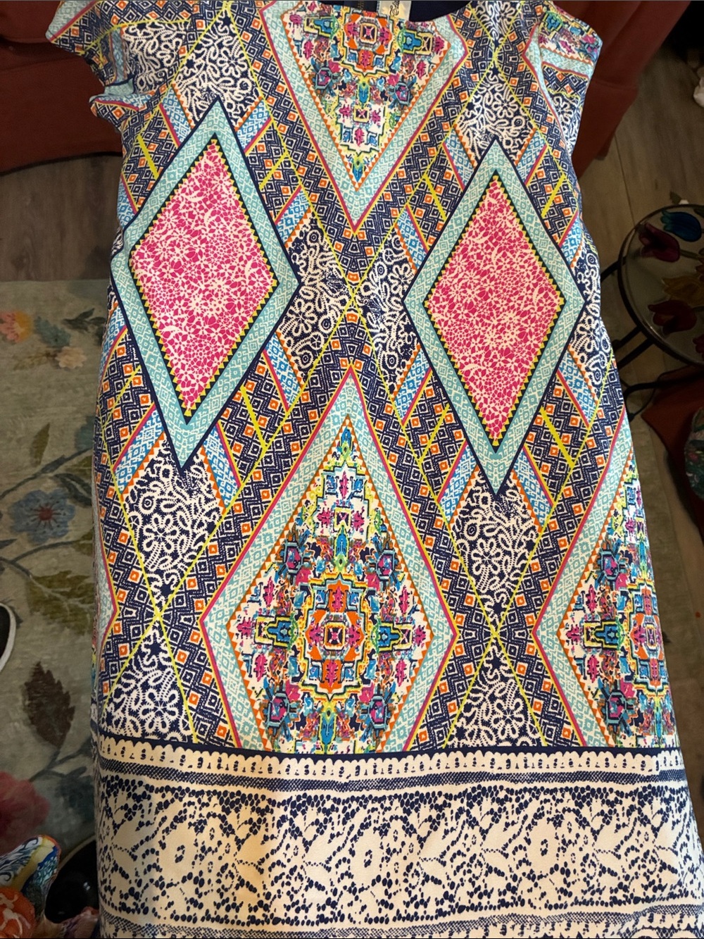 Rare Editions Bold Multicolor Geometric Mini Dress